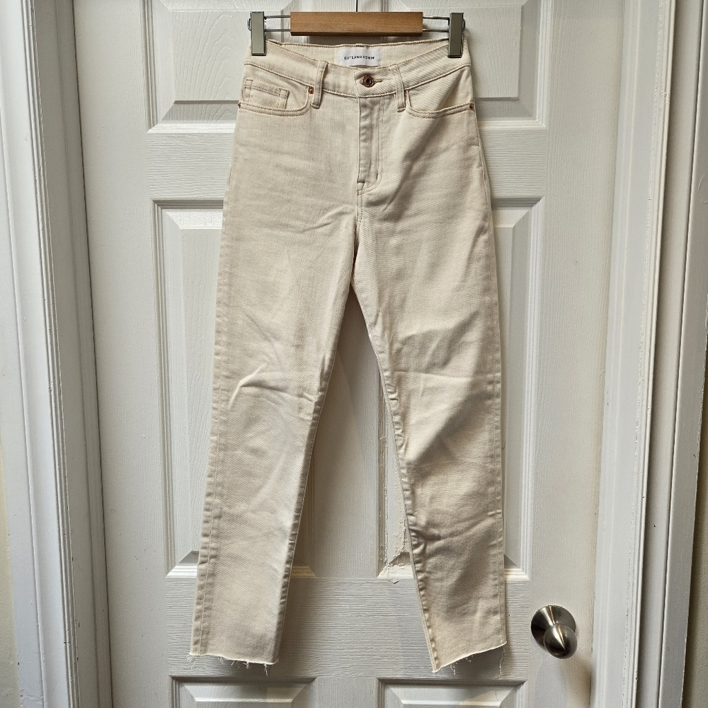Outland Denim Lucy Relaxed Skinny High Rise Jean Ecru - Picture 2 of 10
